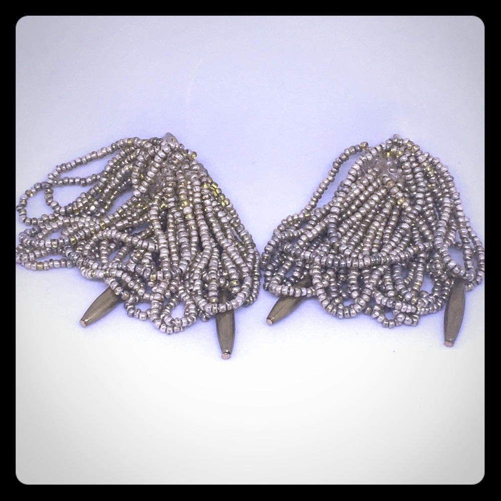 Vintage boho 1980's clip beaded earrings